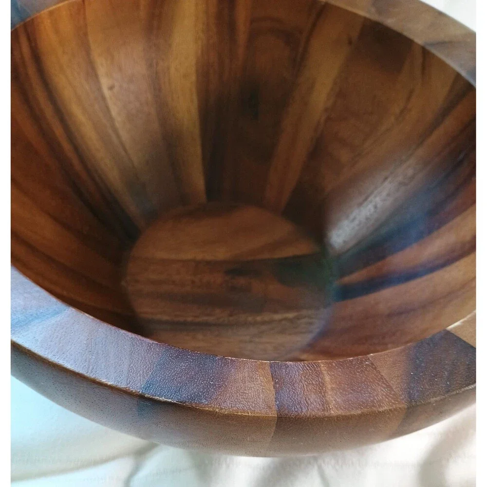 Nambe Yaro Acacia Wood Salad Bowl 4 Qt EUC